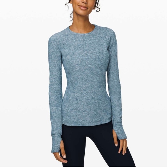 Lululemon 4 Runderful Long Sleeve in Heathered Petrol Blue - Picture 1 of 11